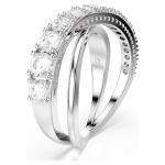 Hyperbola ring Round cut, White, Rhodium plated